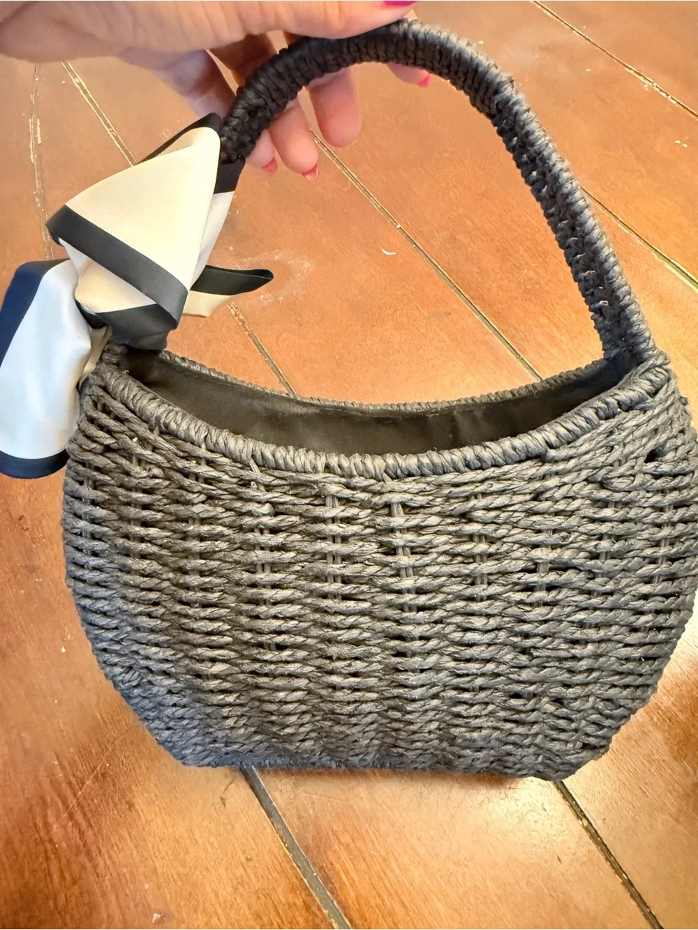 a new day Gray Woven Shoulder Bag with Scarf Accent